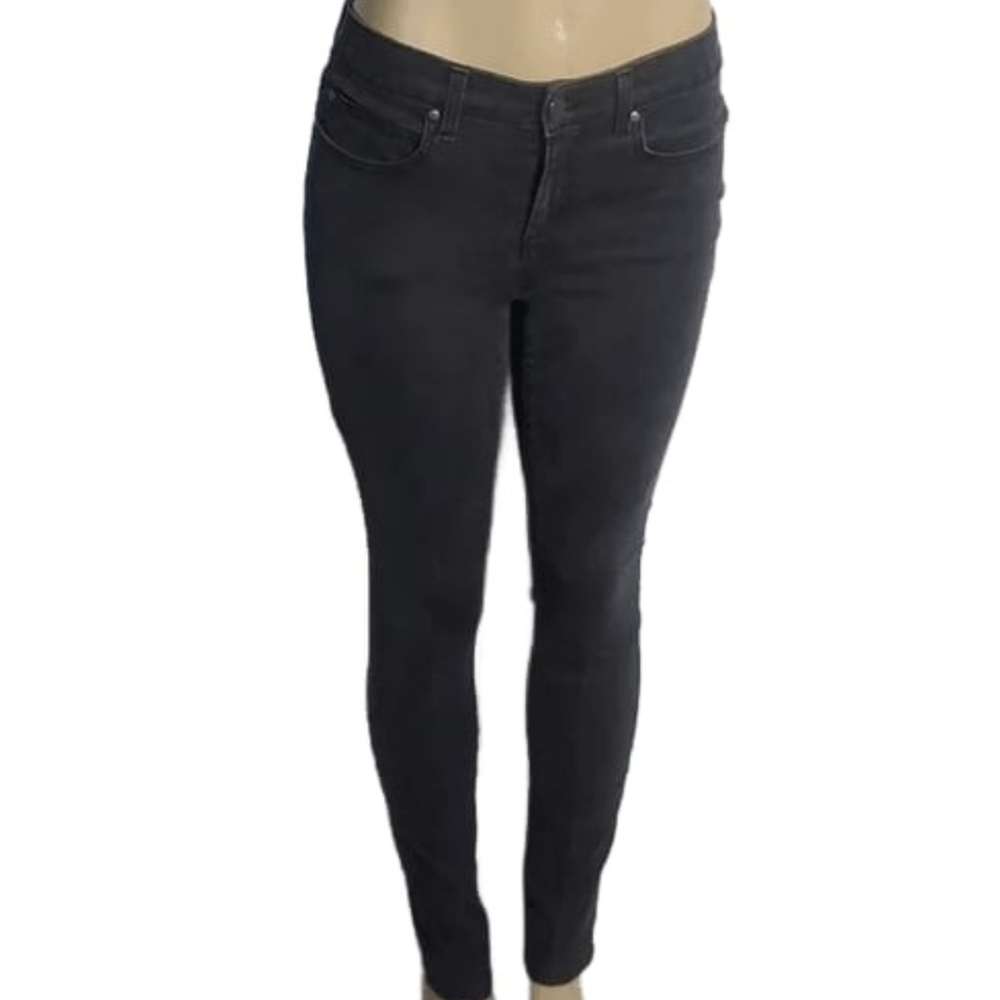 Eileen Fisher Skinny Jeans Black Charcoal Organic Cotton Size 8